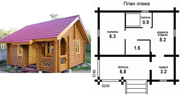 Проект бани с верандой